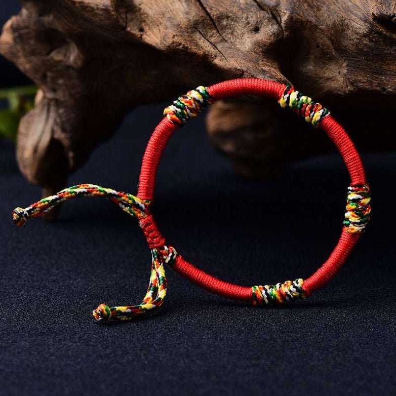 Red String Bracelet - Tibetan Five-Colored Vajra Knots - Tibet Art