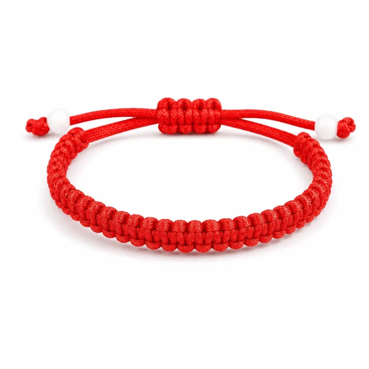 Red Rope Lucky Bracelet — Handwoven Flat Knot & Vajra Knot Cord for Luck & Protection Tibet Art
