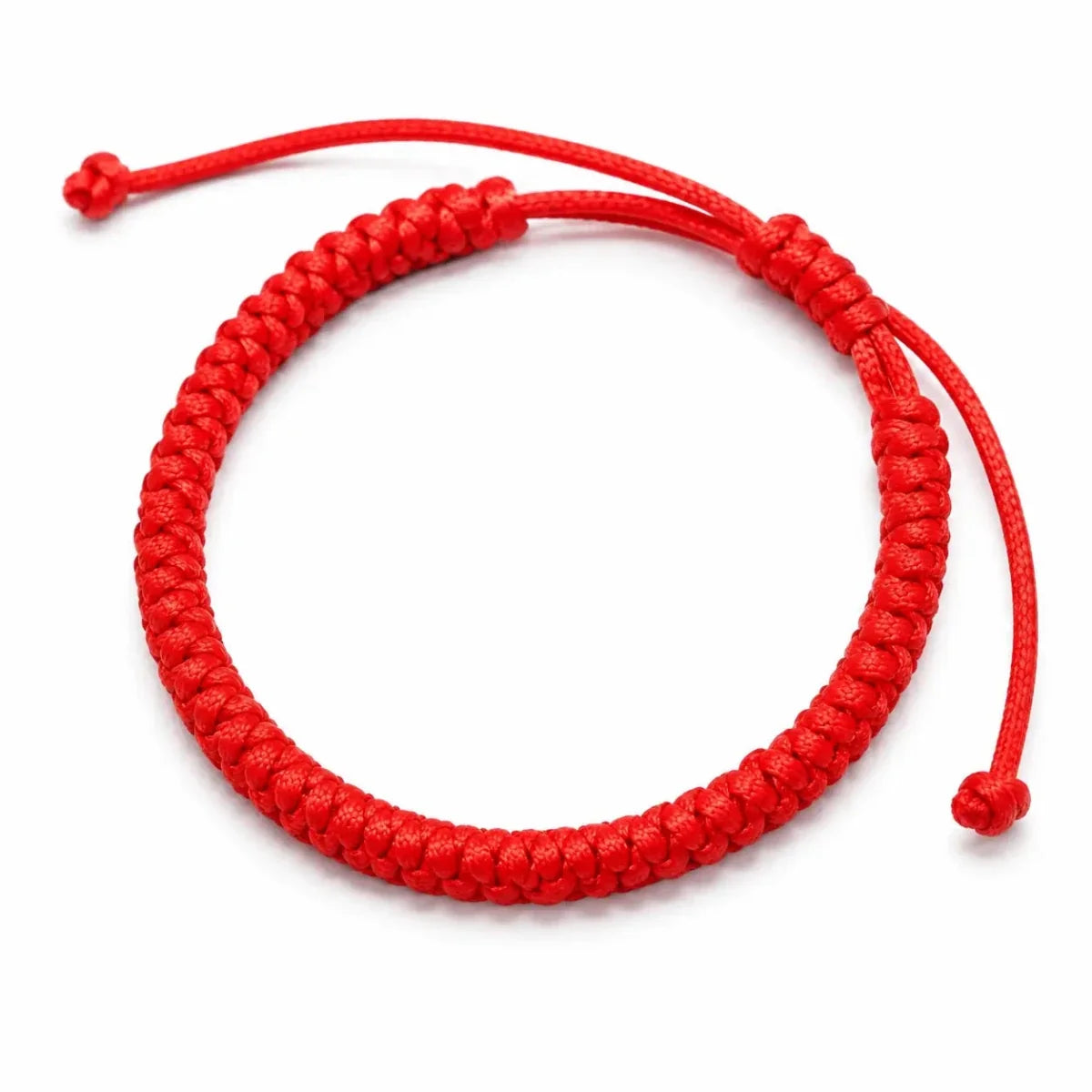 Red Rope Lucky Bracelet — Handwoven Flat Knot & Vajra Knot Cord for Luck & Protection - Red — Vajra KnotTibet Art