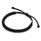 Red Rope Lucky Bracelet — Handwoven Flat Knot & Vajra Knot Cord for Luck & Protection - Black — Vajra KnotTibet Art
