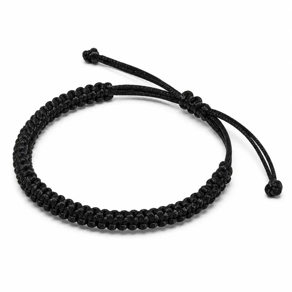 Red Rope Lucky Bracelet — Handwoven Flat Knot & Vajra Knot Cord for Luck & Protection - Black — Vajra KnotTibet Art