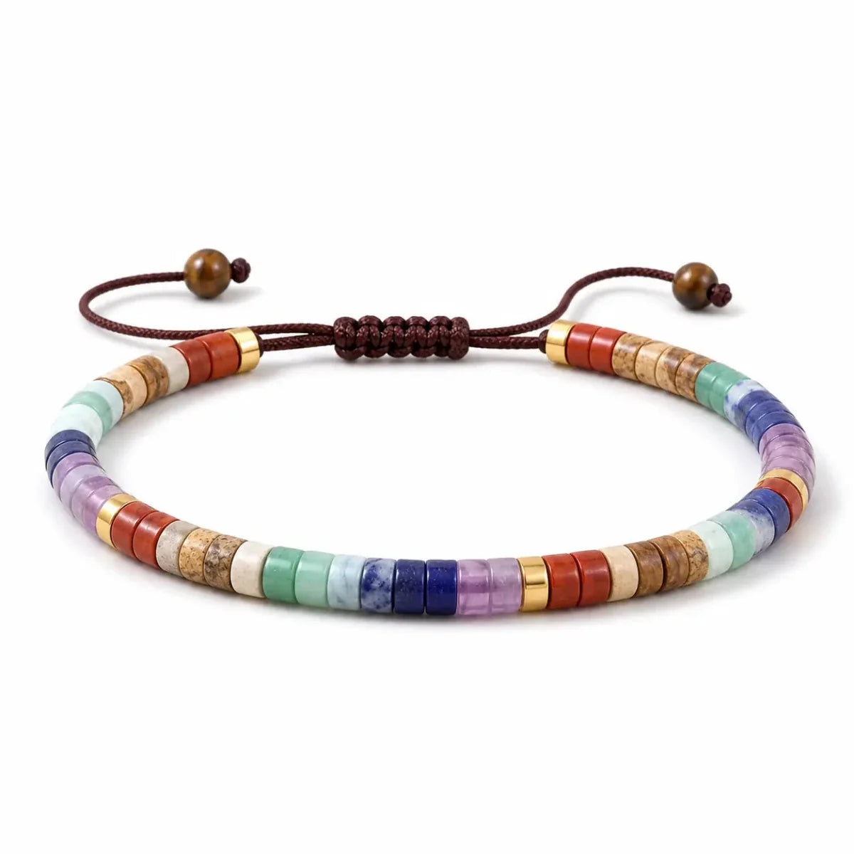 7 Chakra Adjustable Bracelet — Flat Beads That Move With You Tibet Art