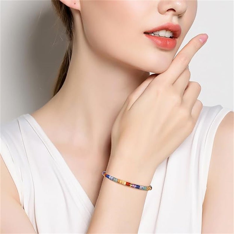 7 Chakra Adjustable Bracelet — Flat Beads That Move With You - StandardTibet Art