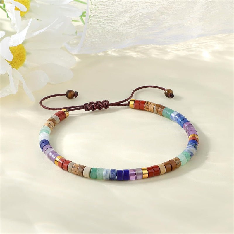 7 Chakra Adjustable Bracelet — Flat Beads That Move With You - StandardTibet Art