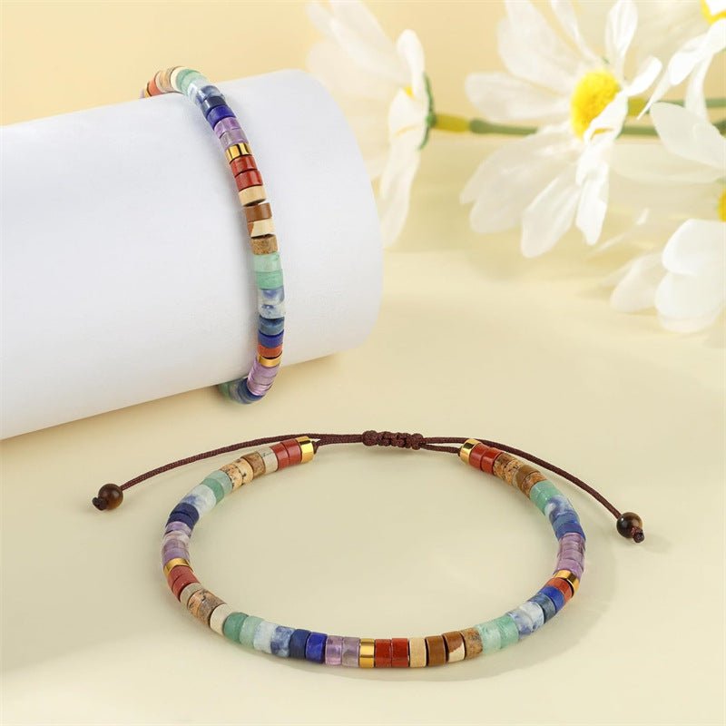7 Chakra Adjustable Bracelet — Flat Beads That Move With You - StandardTibet Art