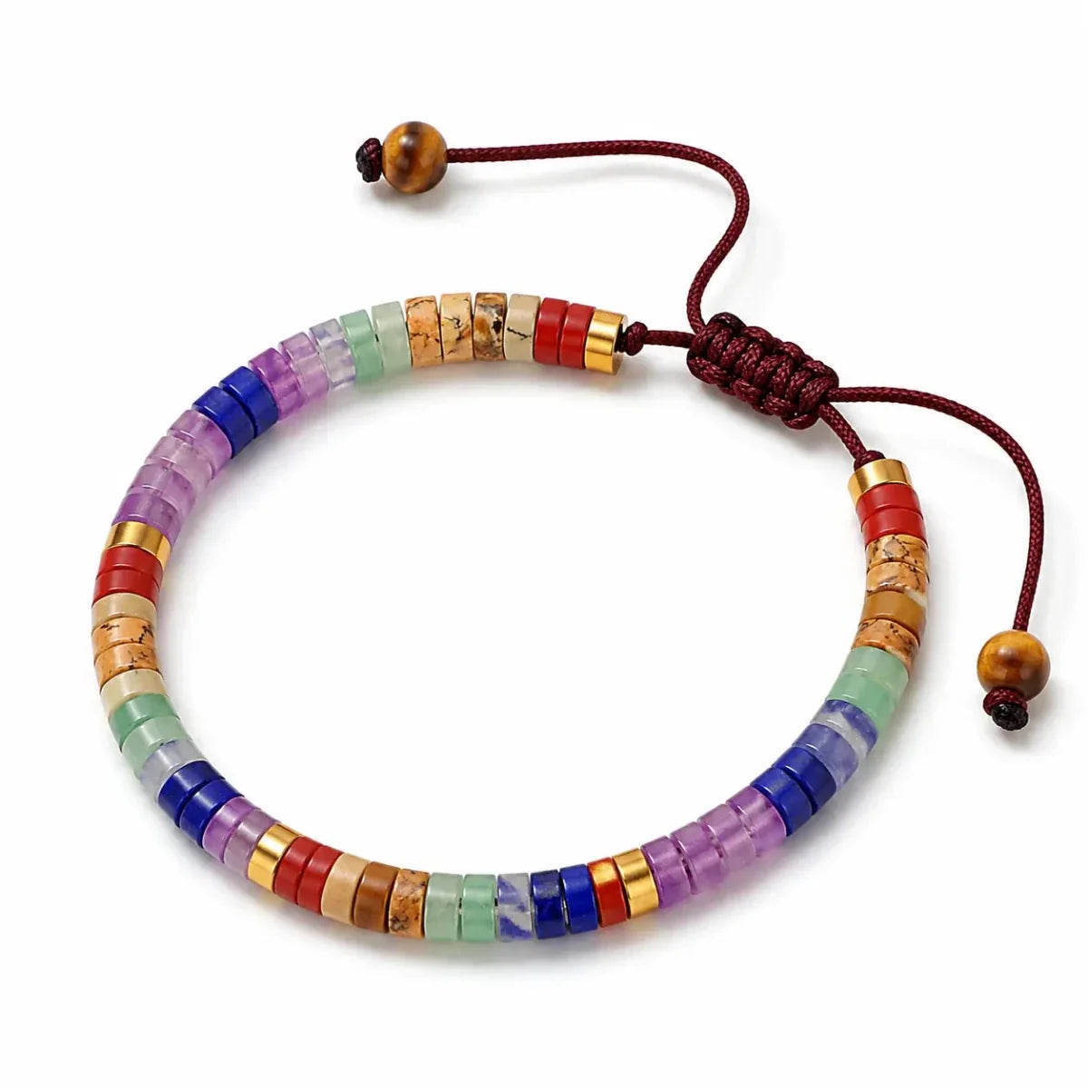 7 Chakra Adjustable Bracelet — Flat Beads That Move With You - StandardTibet Art