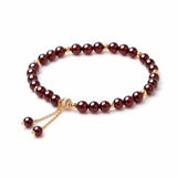 Three-Bead Garnet Bracelet — Minimal Natural Stone Stack for Everyday Wear Tibet Art