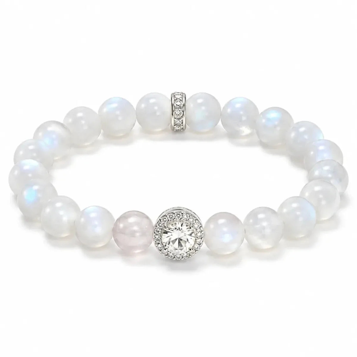 Moonstone & Aquamarine Bead Bracelet — Soft Glow Charm for Luck & Love Tibet Art