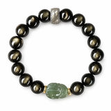Gold Sheen Obsidian Jade Pixiu Bracelet — Keep Wealth Close Tibet Art
