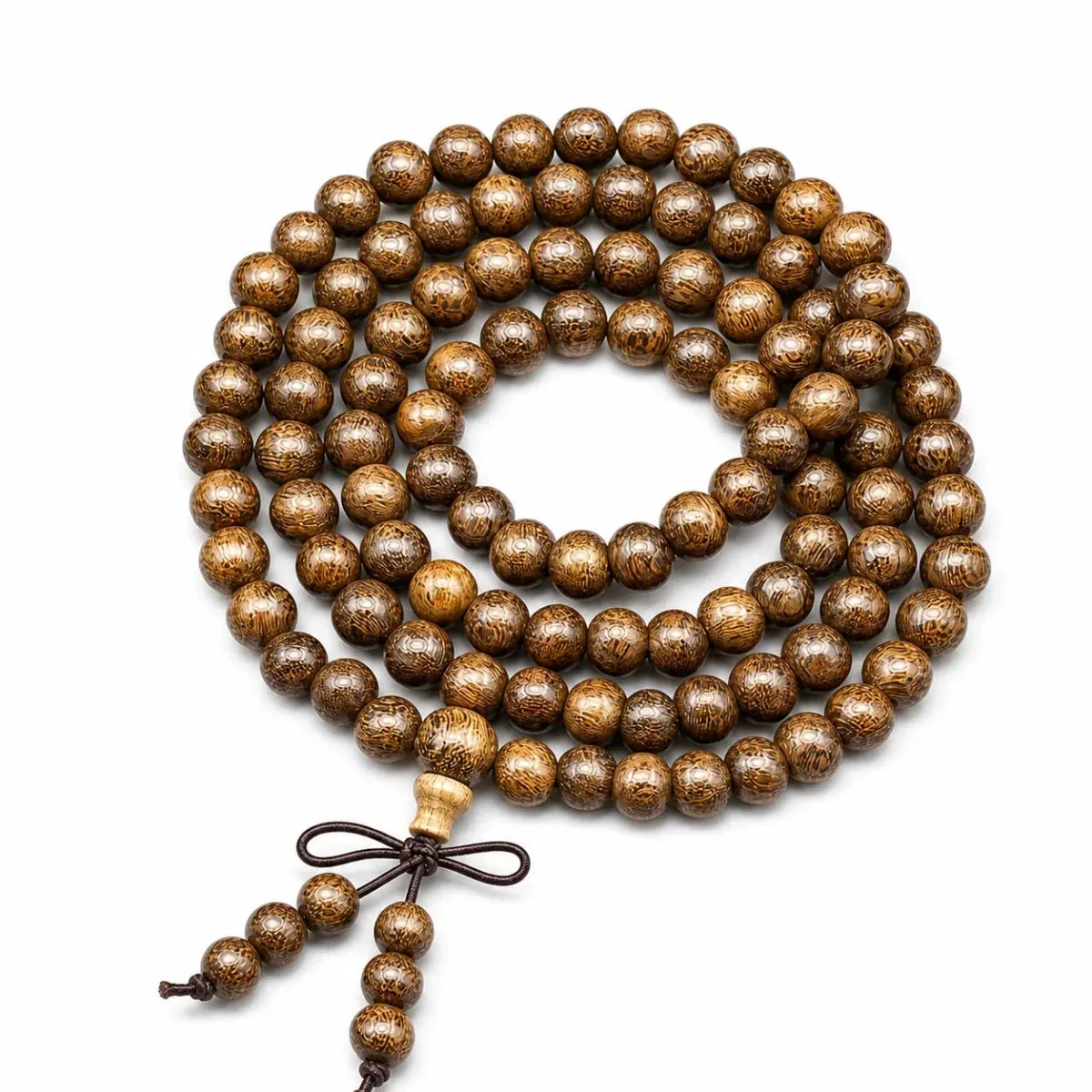 Multi-Wood 108-Bead Mala Bracelet — Natural Wood Prayer Beads for Dail Tibet Art