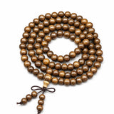 Multi-Wood 108-Bead Mala Bracelet — Natural Wood Prayer Beads for Dail Tibet Art