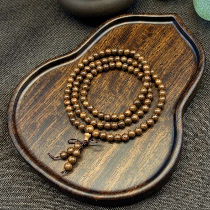 Multi-Wood 108-Bead Mala Bracelet — Natural Wood Prayer Beads for Daily Wear & Meditation Tibet Art