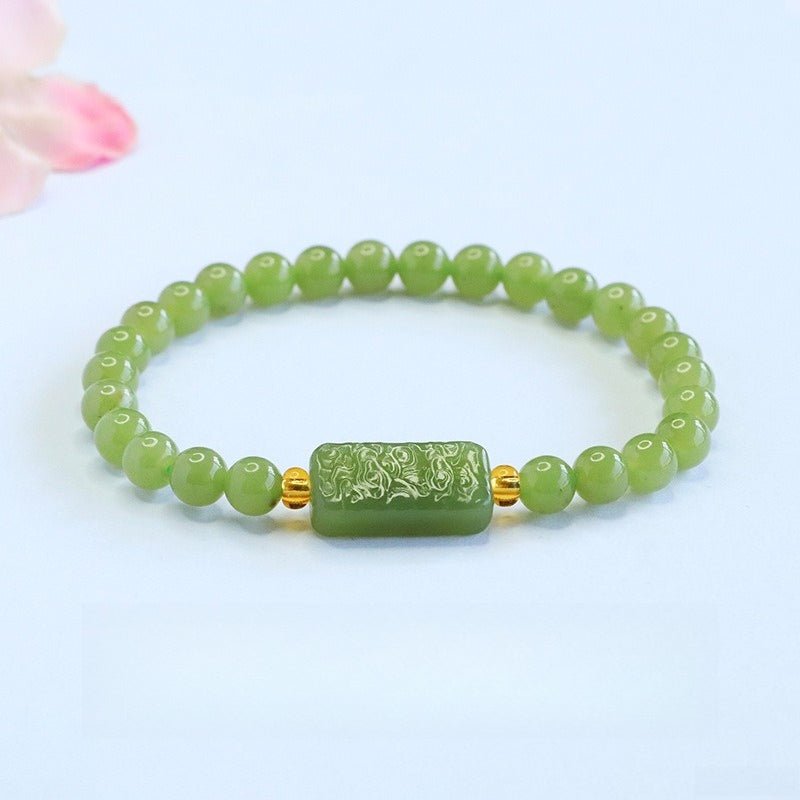 Hetian Jade Cloud Plaque Bracelet — Wushipai for a Quiet Mind - Cloud Plaque6mmTibet Art