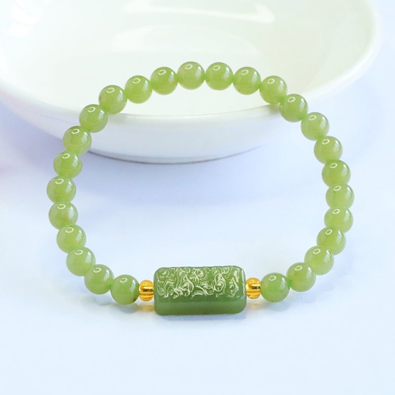 Hetian Jade Cloud Plaque Bracelet — Wushipai for a Quiet Mind - Cloud Plaque6mmTibet Art
