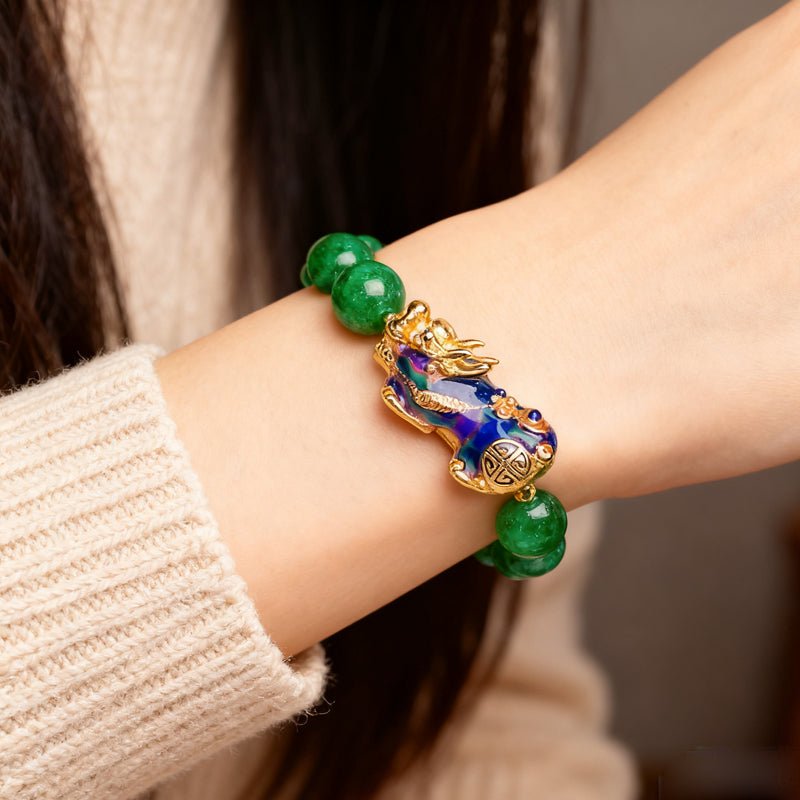 Pixiu Bracelet - Green Jade Color Changing Pixiu - Tibet Art