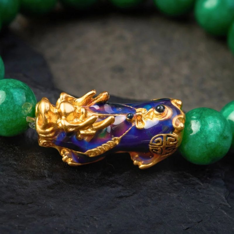 Pixiu Bracelet - Green Jade Color Changing Pixiu - Tibet Art