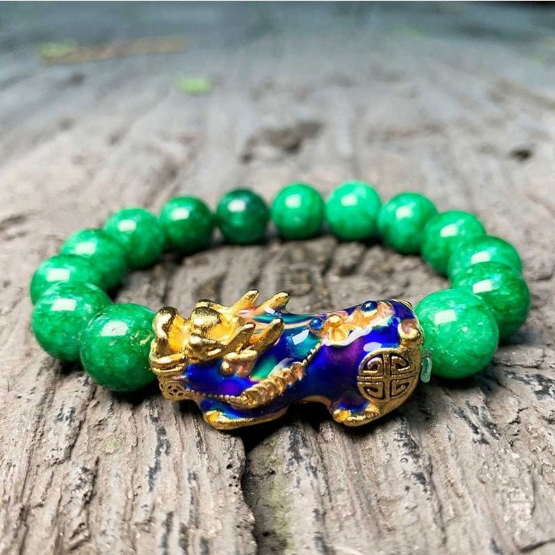 Pixiu Bracelet - Green Jade Color Changing Pixiu - Tibet Art