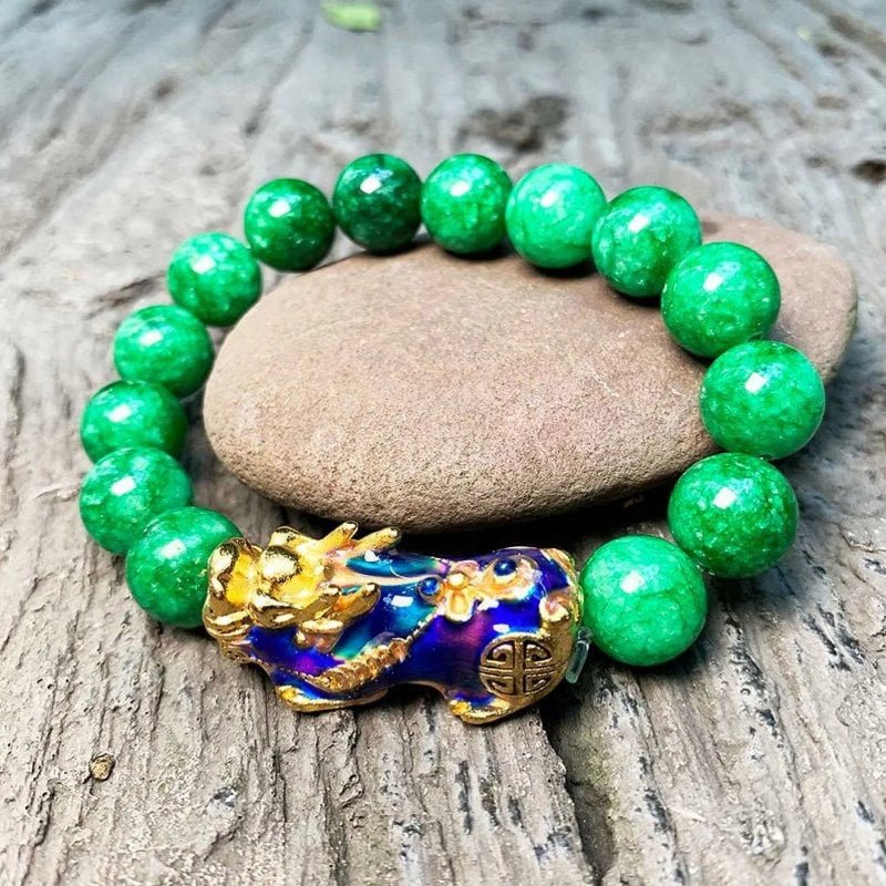 Pixiu Bracelet - Green Jade Color Changing Pixiu - Tibet Art