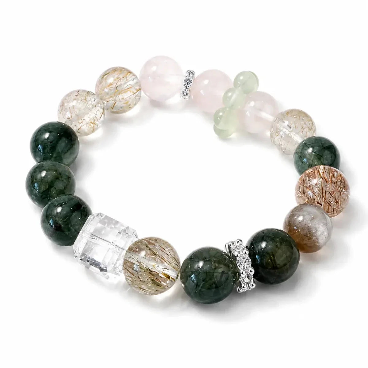 Black Gold Super Seven Crystal Bracelet — Premium Rutilated Quartz - Green Rutilated Mix 12mmTibet Art