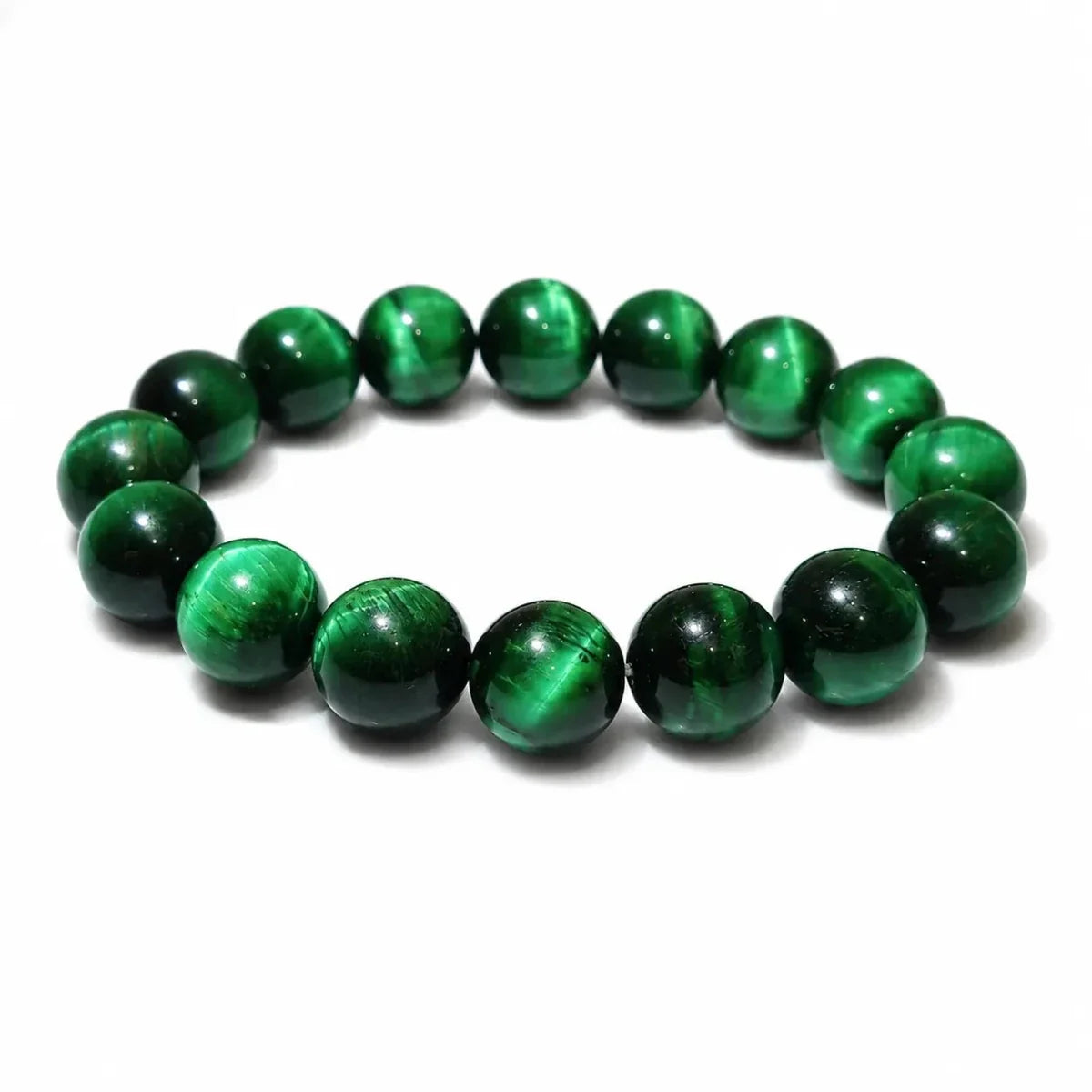 Green Tiger Eye Single-Strand Bracelet — Natural Collector-Grade Beads, 5 Sizes - 12mmTibet Art