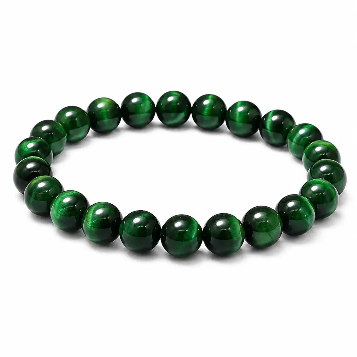Green Tiger Eye Single-Strand Bracelet — Natural Collector-Grade Beads, 5 Sizes - 8mmTibet Art