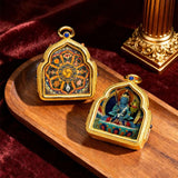 Tibetan Thangka Deity Pendant — Hand-Painted Tsa-Tsa Amulet, Wealth & Protection Figures Tibet Art