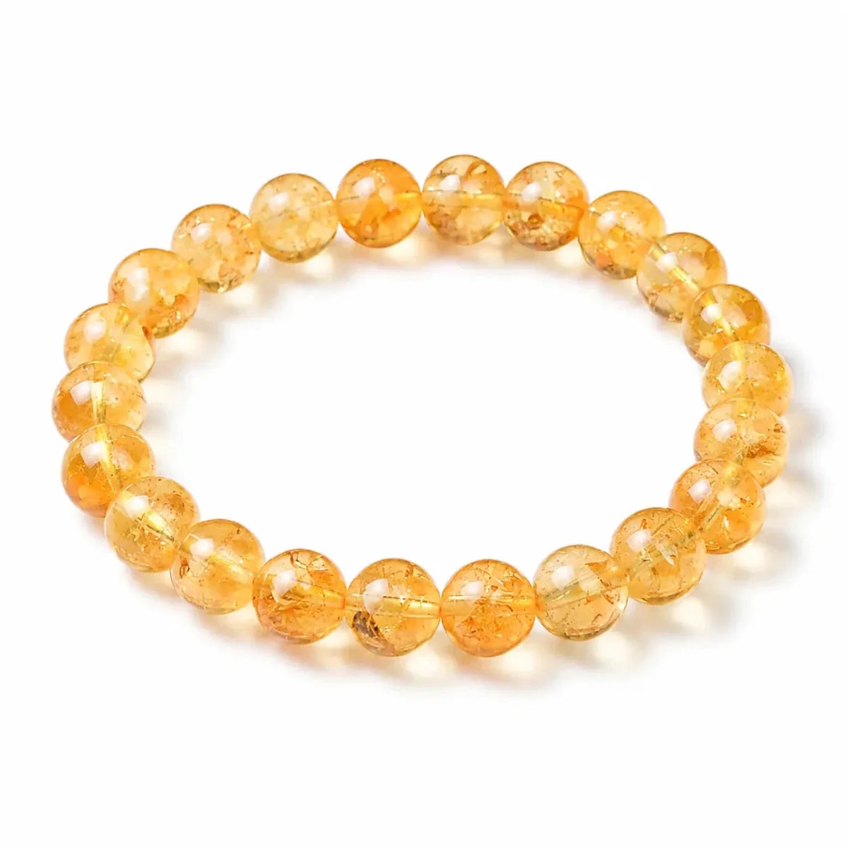 Natural Citrine Bead Bracelet 8mm & 10mm — Ice-Clear Yellow Crystal For Prosperity - 8mmTibet Art