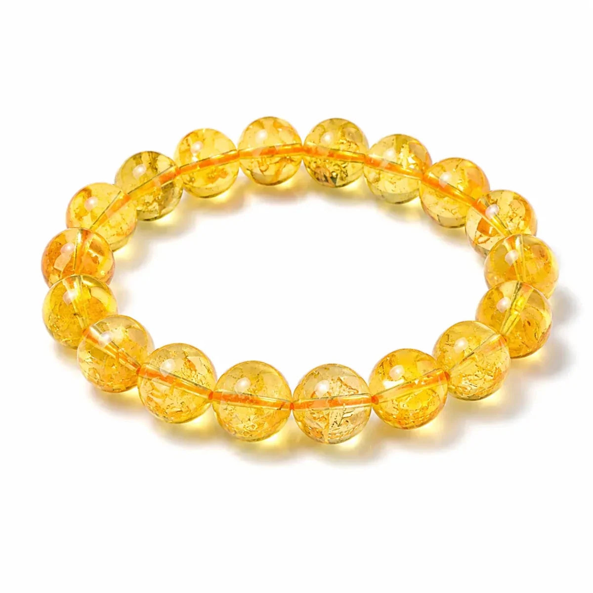 Natural Citrine Bead Bracelet 8mm & 10mm — Ice-Clear Yellow Crystal For Prosperity - 10mmTibet Art