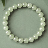 Hetian Jade Ice-Green Bead Bracelet — A Cool, Clear Stone for Steady Days - Ice Green 6mm (26 beads)Tibet Art