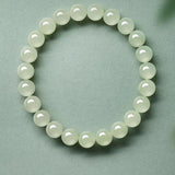 Hetian Jade Ice-Green Bead Bracelet — A Cool, Clear Stone for Steady Days - Ice Green 6mm (26 beads)Tibet Art