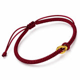 Vajra Knot Couple Bracelet — Handwoven Red String for Two - Wine RedTibet Art