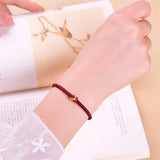 Vajra Knot Couple Bracelet — Handwoven Red String for Two - Wine RedTibet Art