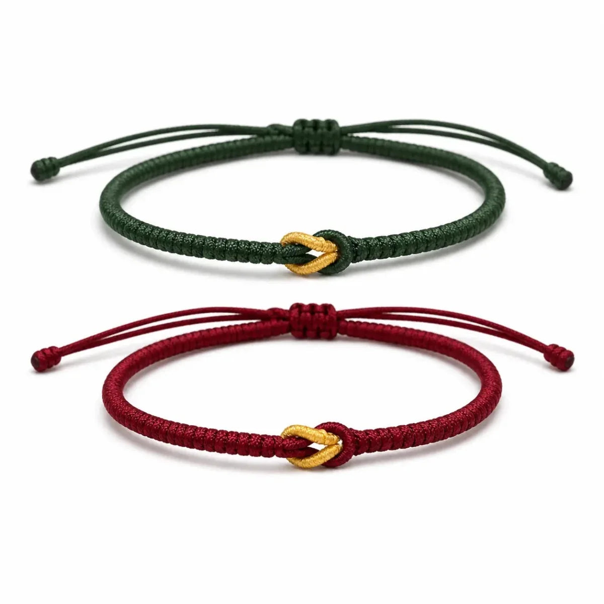 Vajra Knot Couple Bracelet — Handwoven Red String for Two Tibet Art