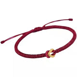 Vajra Knot Couple Bracelet — Handwoven Red String for Two - Wine RedTibet Art