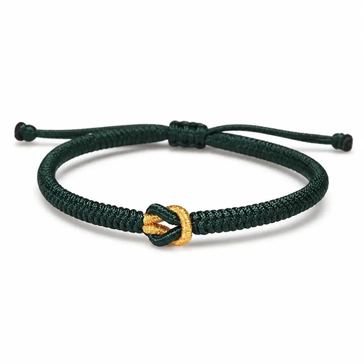 Vajra Knot Couple Bracelet — Handwoven Red String for Two - Dark GreenTibet Art