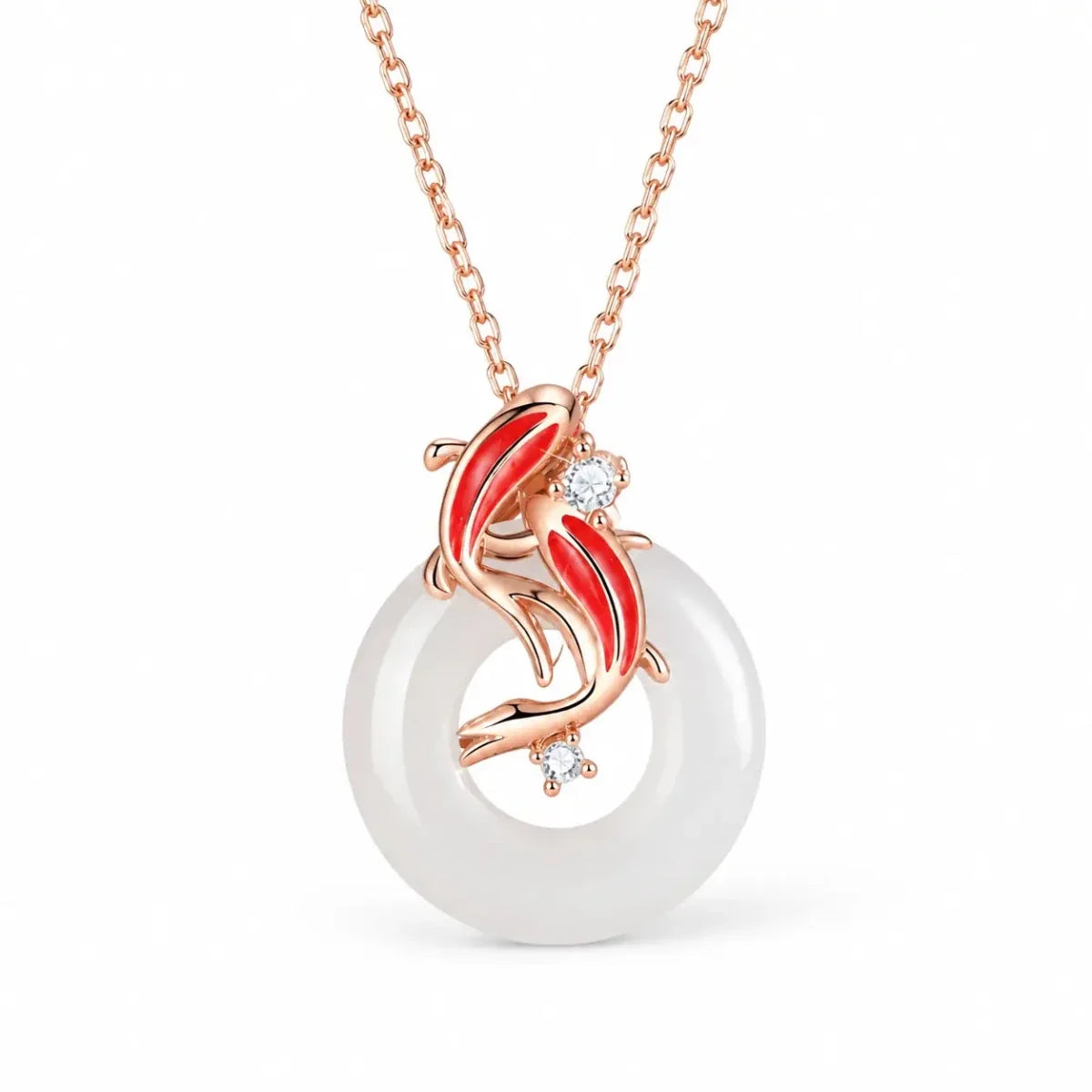 Koi Fish Jade Red String Jewelry — Carry Good Fortune - 222 Koi Fish NecklaceTibet Art