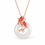 Koi Fish Jade Red String Jewelry — Carry Good Fortune - 222 Koi Fish NecklaceTibet Art