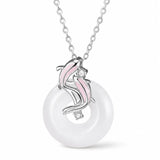 Koi Fish Jade Red String Jewelry — Carry Good Fortune - 222 Koi Fish Necklace — Platinum ToneTibet Art