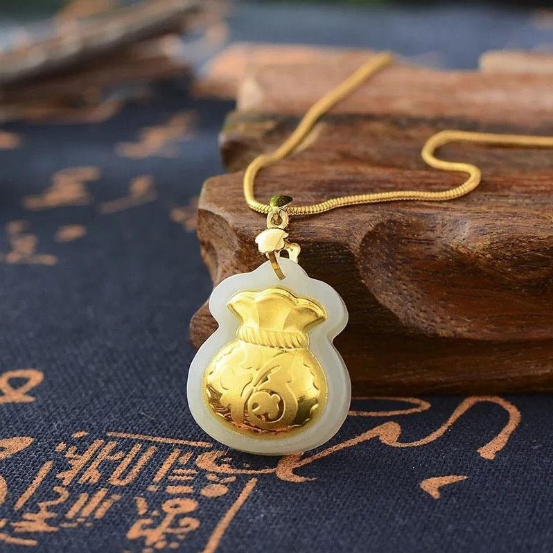 Jade Necklace - Blessing & Money Bag - Tibet Art