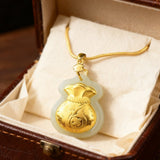 Jade Necklace - Blessing & Money Bag - Tibet Art