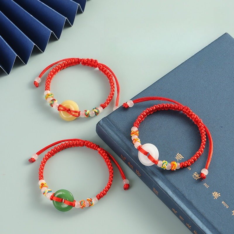 Red String Peace Buckle Bracelet — Hand-Braided Everyday Protection - Standard - WhiteTibet Art