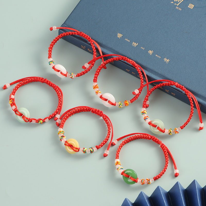 Red String Peace Buckle Bracelet — Hand-Braided Everyday Protection - Standard - WhiteTibet Art