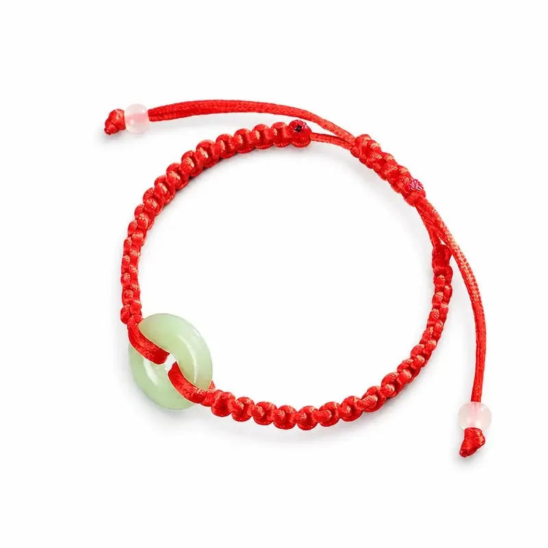 Red String Peace Buckle Bracelet — Hand-Braided Everyday Protection Tibet Art