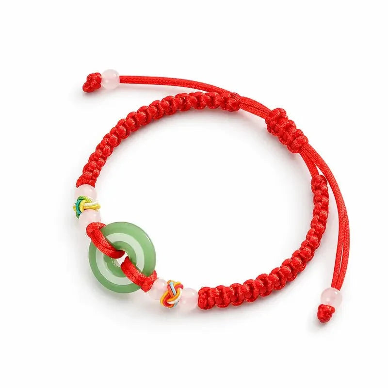Red String Peace Buckle Bracelet — Hand-Braided Everyday Protection Tibet Art