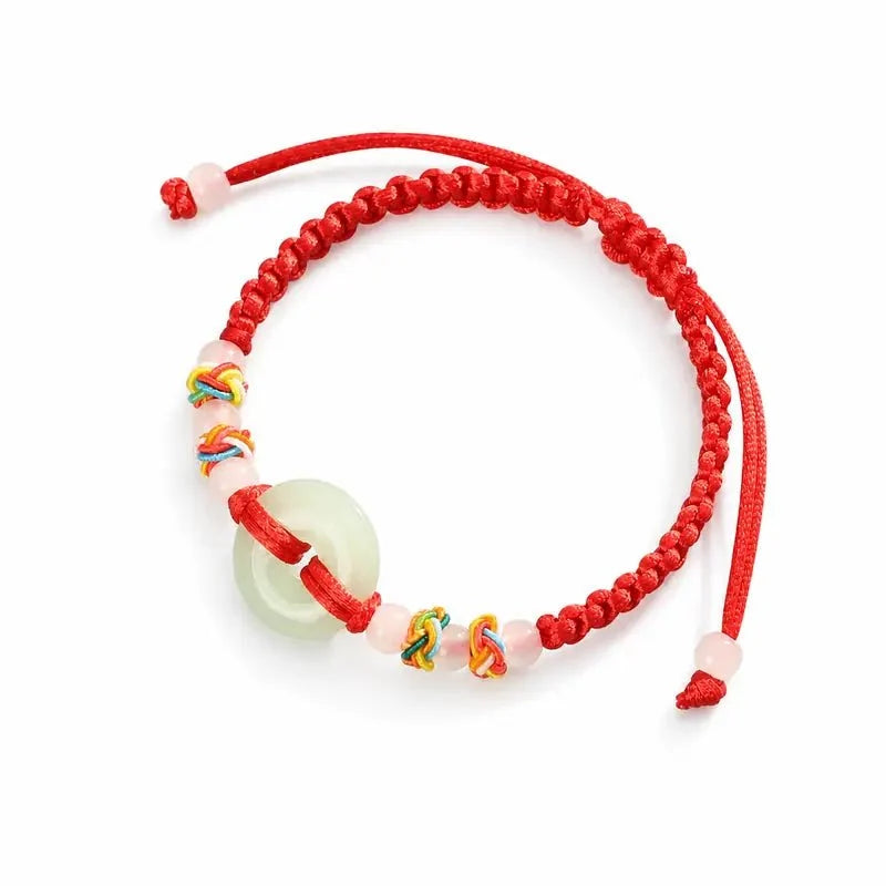 Red String Peace Buckle Bracelet — Hand-Braided Everyday Protection Tibet Art