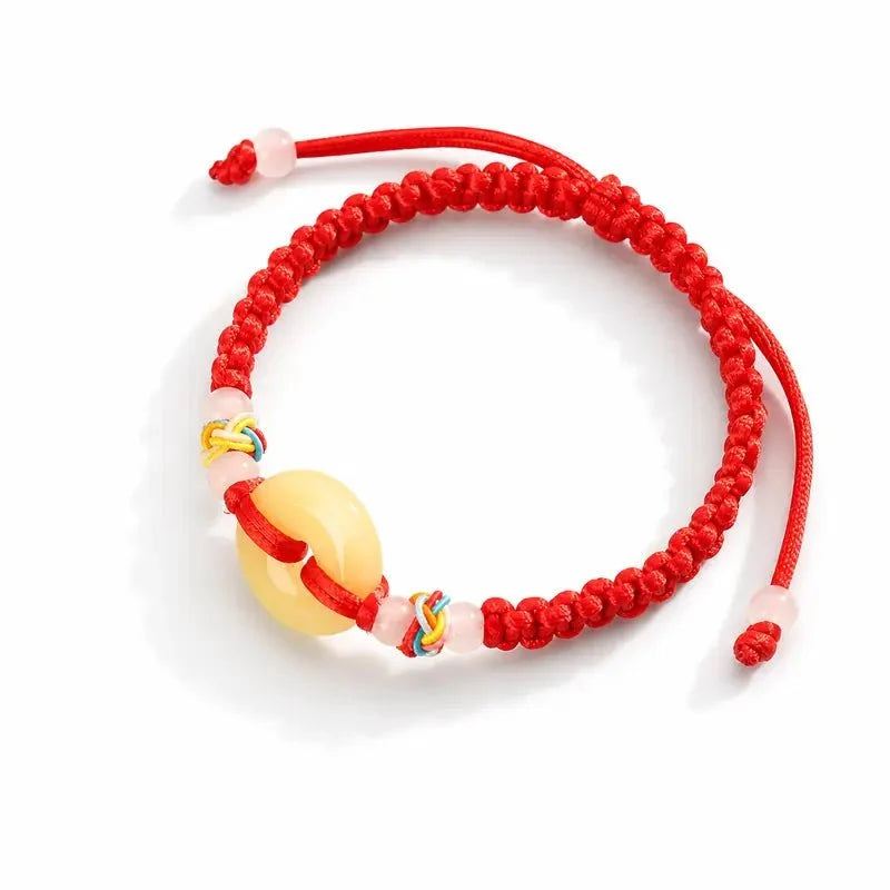 Red String Peace Buckle Bracelet — Hand-Braided Everyday Protection Tibet Art