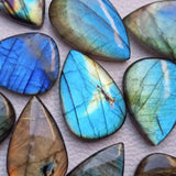 Labradorite Cord Necklace — Drilled Stone in Three Shapes - Leaf (Drilled, Cord Included)3–5 cmTibet Art
