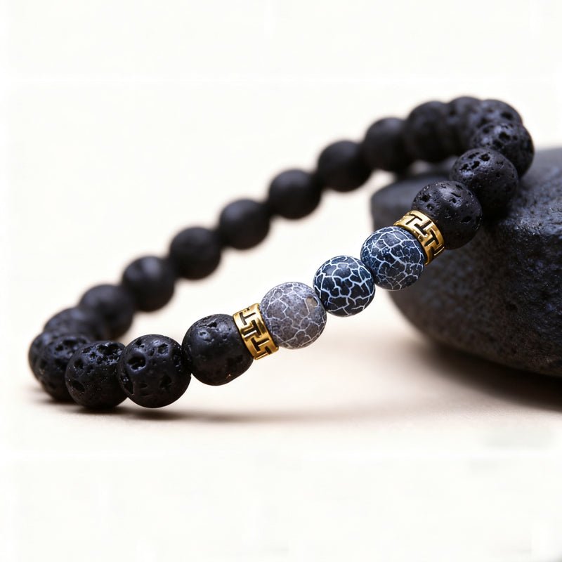 Lava Stone Bracelet - Grounding & Strength & Courage - Tibet Art