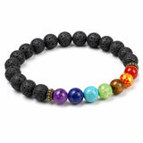 7 Chakra Bracelet - Lava Stone Energy Flow & Grounding Tibet Art
