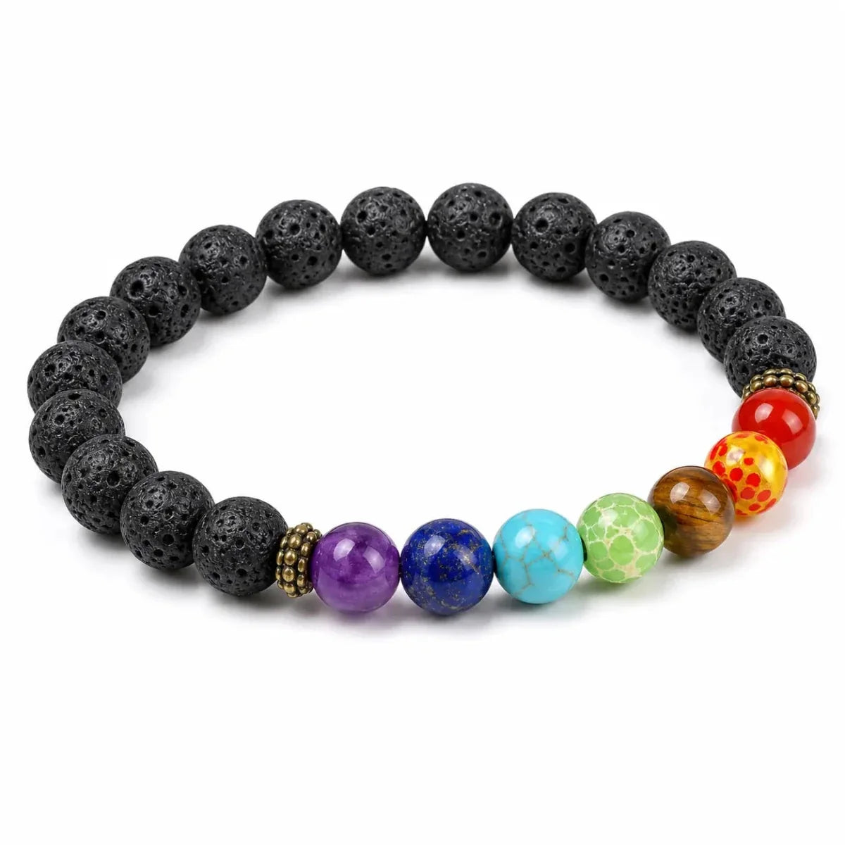 7 Chakra Bracelet - Lava Stone Energy Flow & Grounding Tibet Art